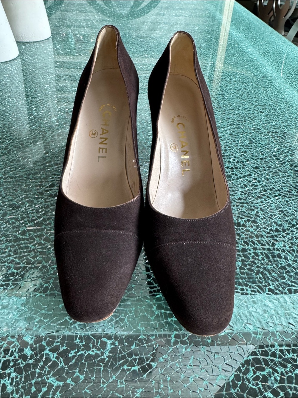 Chanel Women's Brown Suede Pumps 39